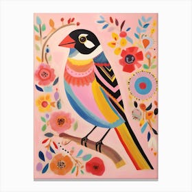 Pink Scandi House Sparrow 3 Canvas Print