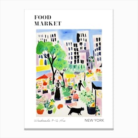 The Food Market In New York 1 Illustration Poster Canvas Print