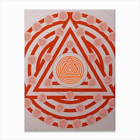 Geometric Abstract Glyph Circle Array in Tomato Red n.0190 Canvas Print