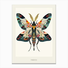 Colourful Insect Illustration Firefly 5 Poster Canvas Print