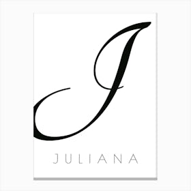 Juliana Typography Name Initial Word Canvas Print