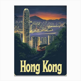 Aihrgdesign A Retro Travel Poster For Hong Kong Featuring The F45c00d2 340a 45e1 B7ae 4b9be20e19c1 1 Canvas Print