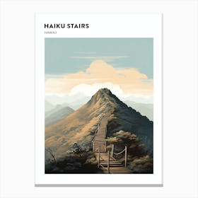 Haiku Stairs Hawaii 2 Hiking Trail Landscape Poster Canvas Print