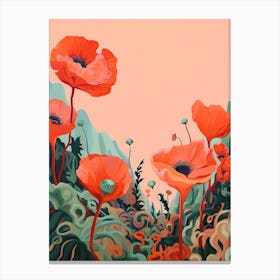 Boho Wildflower Painting Poppy 1 Canvas Print