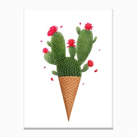Ice Cream With Cactuses Canvas Print
