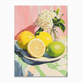 Lemons And Hydrangeas Canvas Print