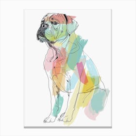 Bullmastiff Dog Pastel Line Watercolour Illustration  1 Canvas Print