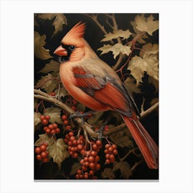 Dark And Moody Botanical Cardinal 2 Canvas Print