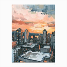 Vancouver Rooftops Morning Skyline 3 Canvas Print
