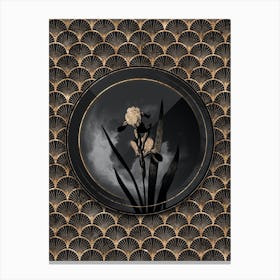 Shadowy Vintage Tall Bearded Iris Botanical in Black and Gold n.0049 Canvas Print