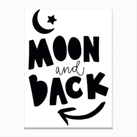 Moon And Back Bold Black Canvas Print