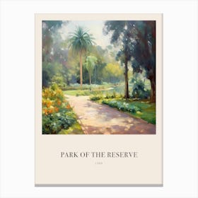 Park Of The Reserve Lima Peru 3 Vintage Cezanne Inspired Poster Canvas Print