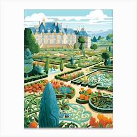 Chateau De Villandry Gardens France Modern Illustration 3 Canvas Print