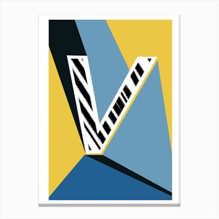 V Geometric Font Canvas Print