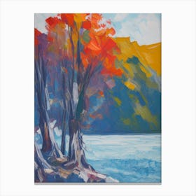 Autumn Trees By The Lake Canvas Print