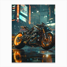 Motorcycle In The Rain 4 Canvas Print