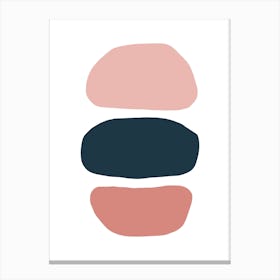 Abstract Hobbled Stones Pink And Navy Three Canvas Print