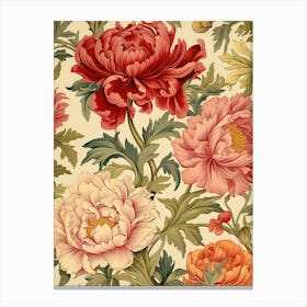 Peony Flower Pattern Canvas Print