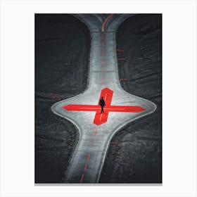 Abstract Representation Of A Person At A Crossroad Of Life Directional Arrows And Hints Of Red Symb (3) Canvas Print