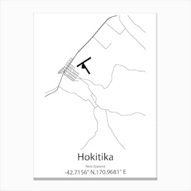 Hokitika,New Zealand Minimalist Map Canvas Print