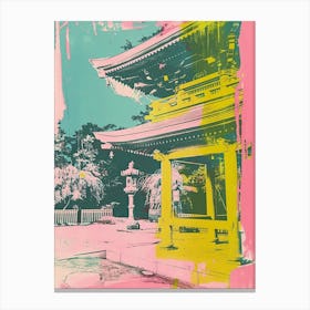 Meiji Shrine In Tokyo Duotone Silkscreen 1 Canvas Print