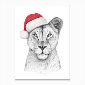 Christmas Lioness Canvas Print