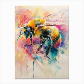 Honey Bee Colourful Watercolour 4 Canvas Print