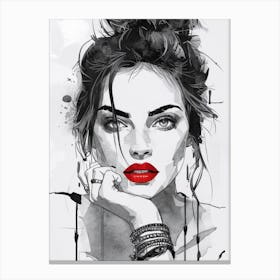 Of A Woman With Red Lipstick Canvas Print