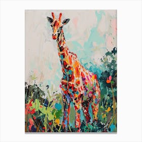 Giraffe In The Foliage Watercolour Inspired 3 Canvas Print
