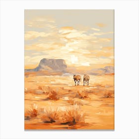 Horses Painting In Namib Desert, Namibia 4 Canvas Print