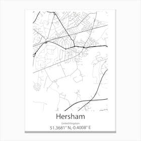 Hersham,United Kingdom Minimalist Map Leinwandbild