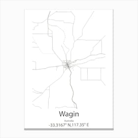 Wagin,Australia Minimalist Map Canvas Print