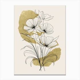 Flowers In Gold wall Art Canvas Print