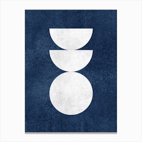 The Balance - Scandinavian Half-moon Circle Abstract Minimalist - Dark Blue White Canvas Print