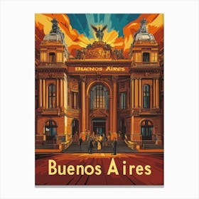 Aihrgdesign A Retro Travel Poster For Buenos Aires Featuring 1 Canvas Print