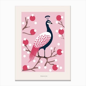 Minimalist Peacock 1 Bird Poster Canvas Print
