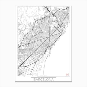 Barcelona Map Minimal Canvas Print