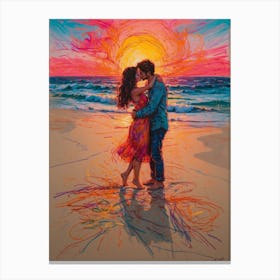 Kissing On The Beach Canvas Print