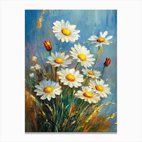 Oil Painting Daisy Flowers Canvas Print