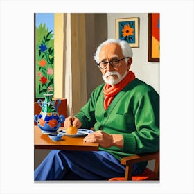 Man At A Table Canvas Print