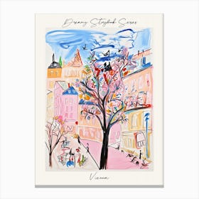 Poster Of Vienna, Dreamy Storybook Illustration 3 Canvas Print