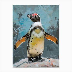 Galapagos Penguin Isabela Island Colour Block Painting 1 Canvas Print