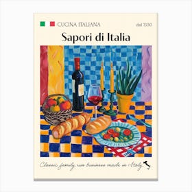 Sapori Di Italia Trattoria Italian Poster Food Kitchen Canvas Print