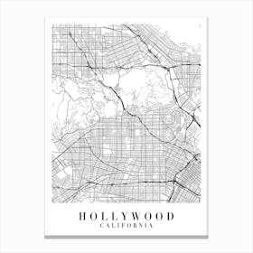 Hollywood California Street Map Minimal Canvas Print