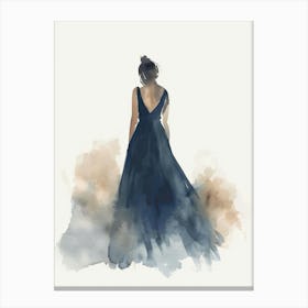 Watercolor Of A Woman In A Blue Dress Canvas Print