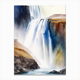 Thorufoss, Iceland Water Colour  (2) Canvas Print