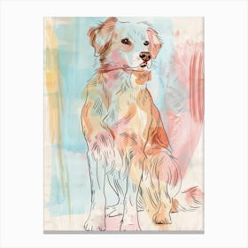 Pastel Nova Scotia Duck Tolling Retriever Dog Pastel Line Illustration 2 Canvas Print