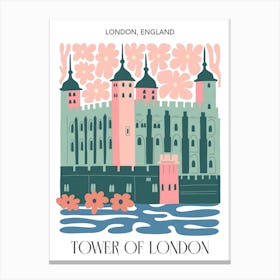 Tower Of London, England   , Travel Poster In Cute Illustration Canvas Print