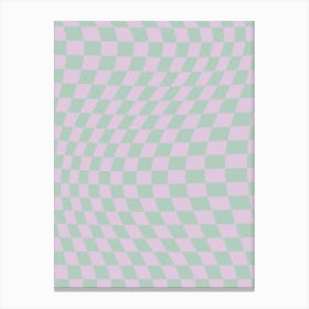 Retro Checkerboard Sage Green And Lilac Canvas Print