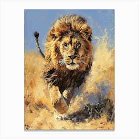 Barbary Lion Hunting Acrylic Painting 2 Canvas Print